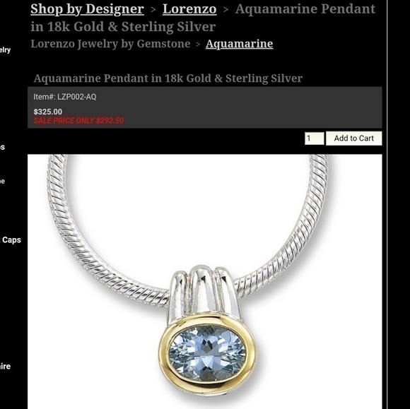 lorenzo Jewelry - Lorenzo Aquamarine Pendant